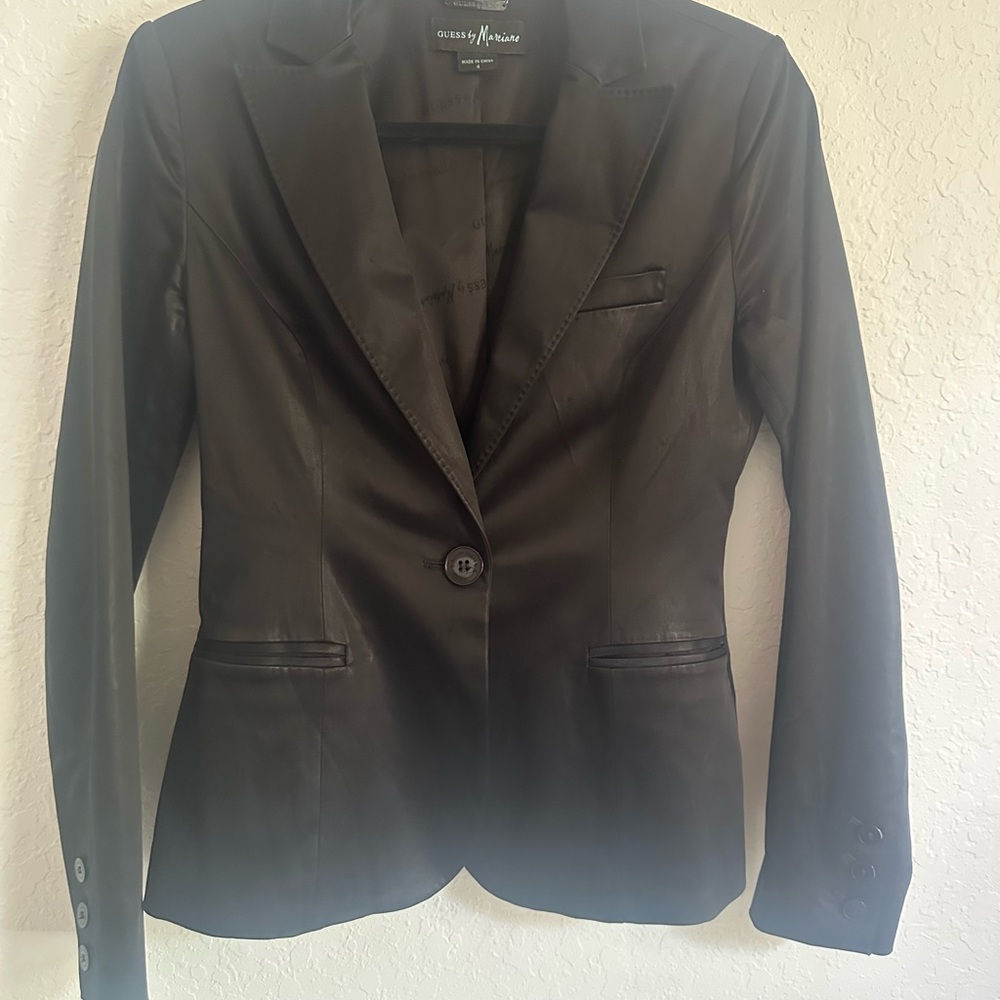 Guess by Marciano Black Satin Blazer size 4